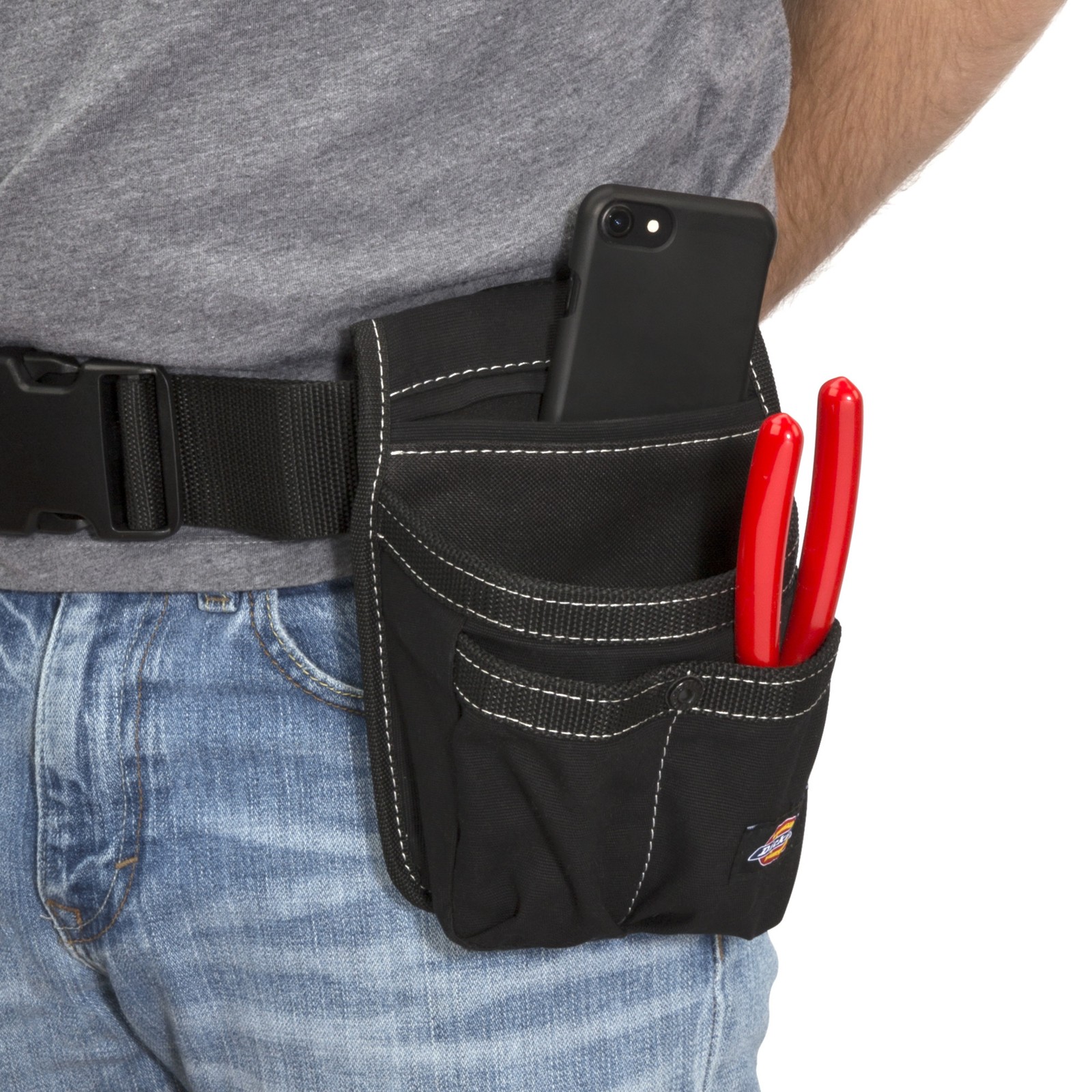 Tool Belt Cell Phone Pouch 4 Compartment Black Dickies 57059