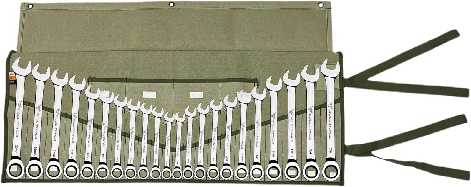 Wrench Roll, 26 Pocket Tool Pouch, Tool Bag Wrench Organizer Metric & SAE Combin
