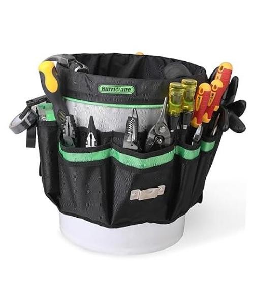 5 Gallon Bucket Tool Bag Organizer, Garden Tool Caddy with 52 Pockets,