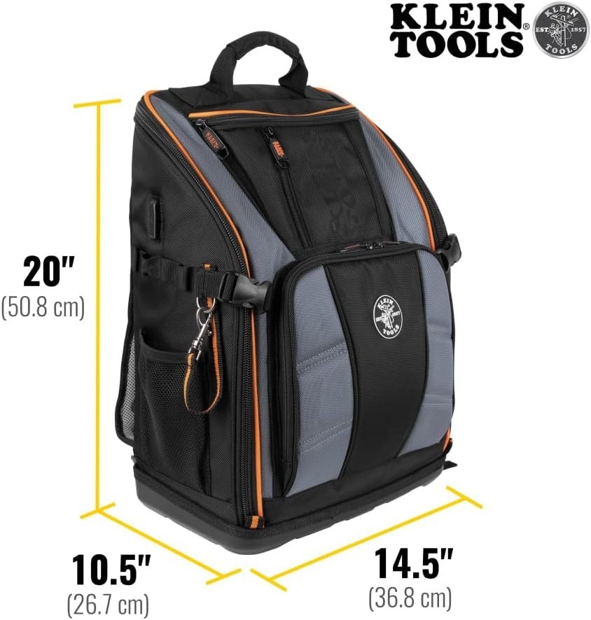 Klein Tools 62482 Tool Backpack,Tool-Station Pro Heavy-Duty Organizer 27 Pockets