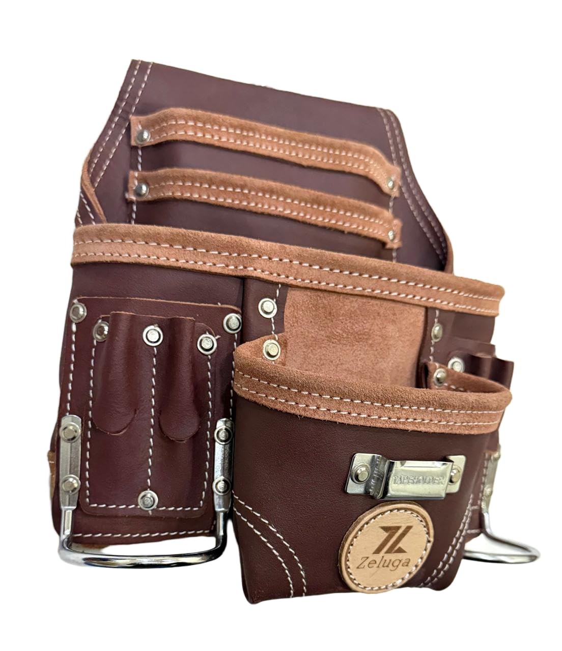 Zeluga 20-110 10 Pocket Rigger Heavy Duty Leather Tool Bag, Brown