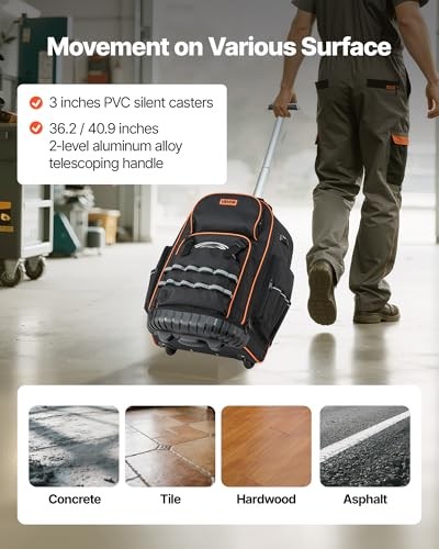 110lb Capacity 72-Pocket Rolling Tool Bag