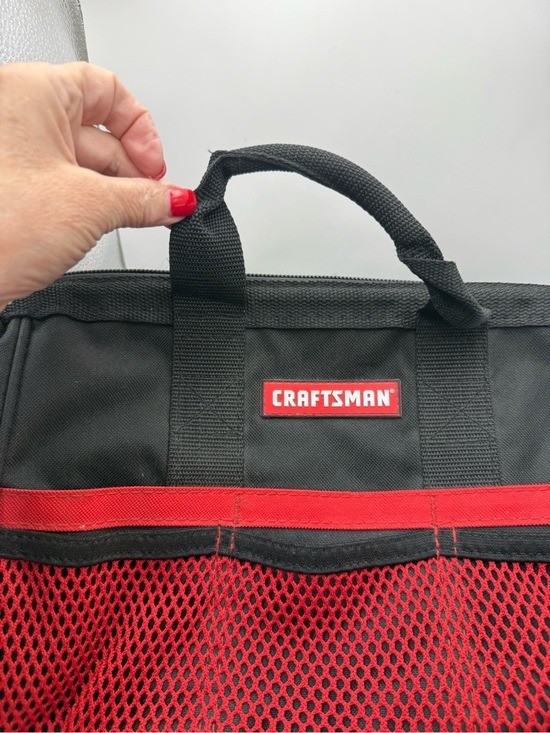 Craftsman 14” Tool Bag Black Red Polyester Zippered Utility Tote Part 37537