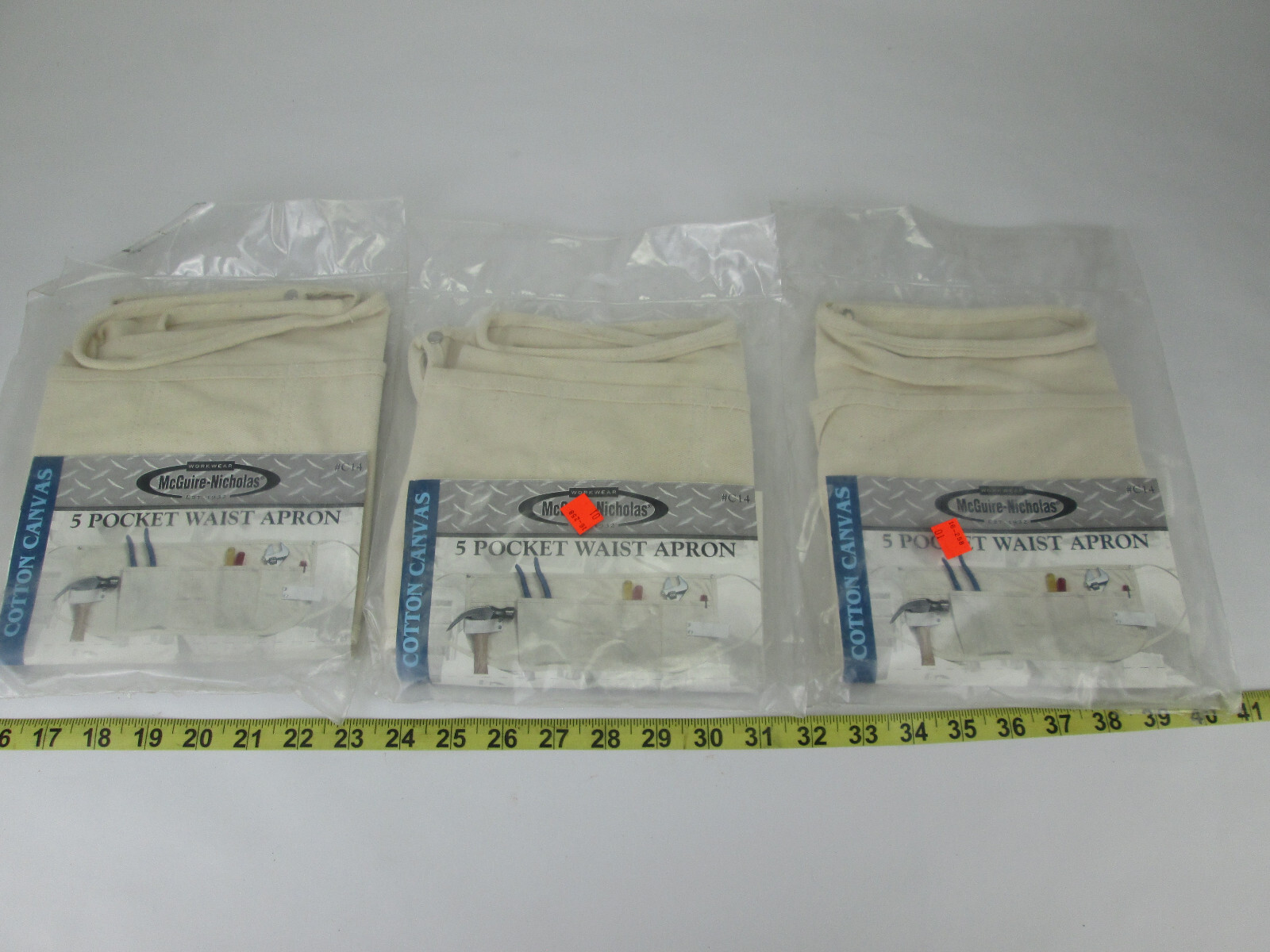 Lot of 3 New McGuire Nicholas 5 Pocket w Hammer Loops Waist Apron Cotton Canvas