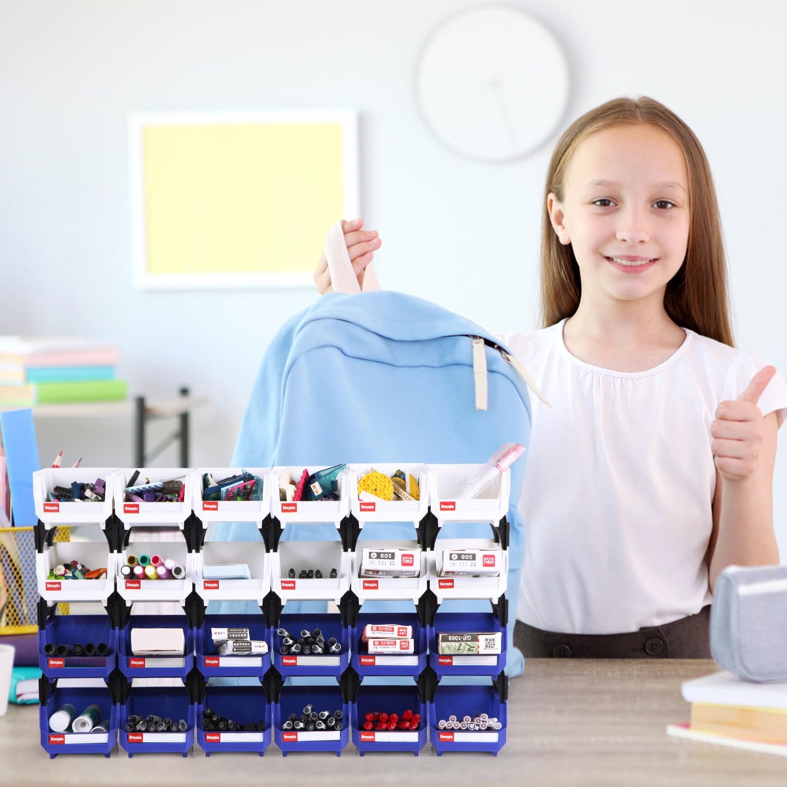 24 Packs Stackable Storage Bins 5x4x3″ Small Parts Organizer Garage Hardware