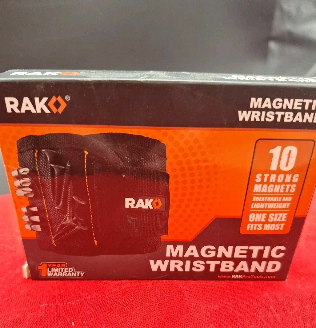 RAK MW10SM Magnetic Wristband Tool Organizer- 3rd Hand Holds Nails-Washers Etc