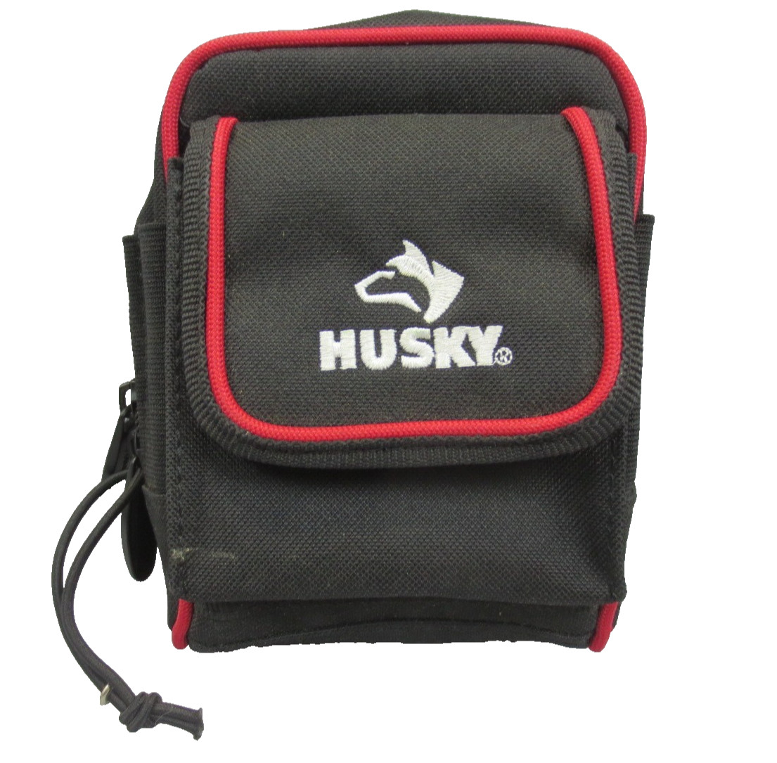 Husky Clip-on Tool Belt Zipper Pouch with Clip 6×4 In Water Resistant Heavy Duty