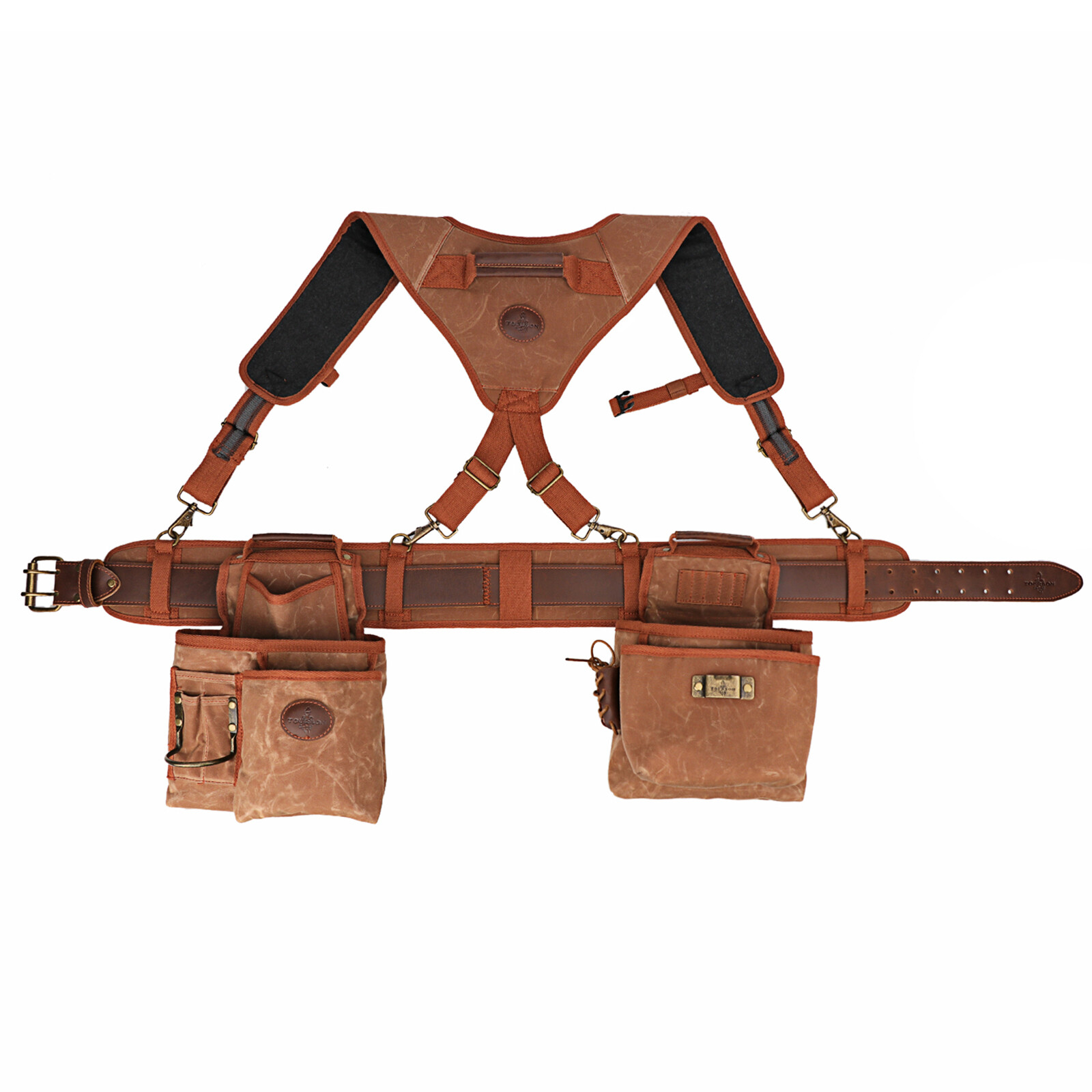 Tourbon Wax Canvas Tool Belt Suspenders Pouch Drill Rig Carpenter Framers Vest