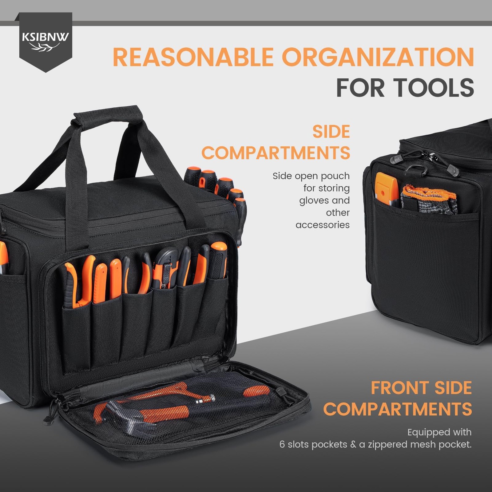 KSIBNW Tool Bag 14-Inch, Heavy Duty Tool Organizer Tote for Men, Tactical Han…