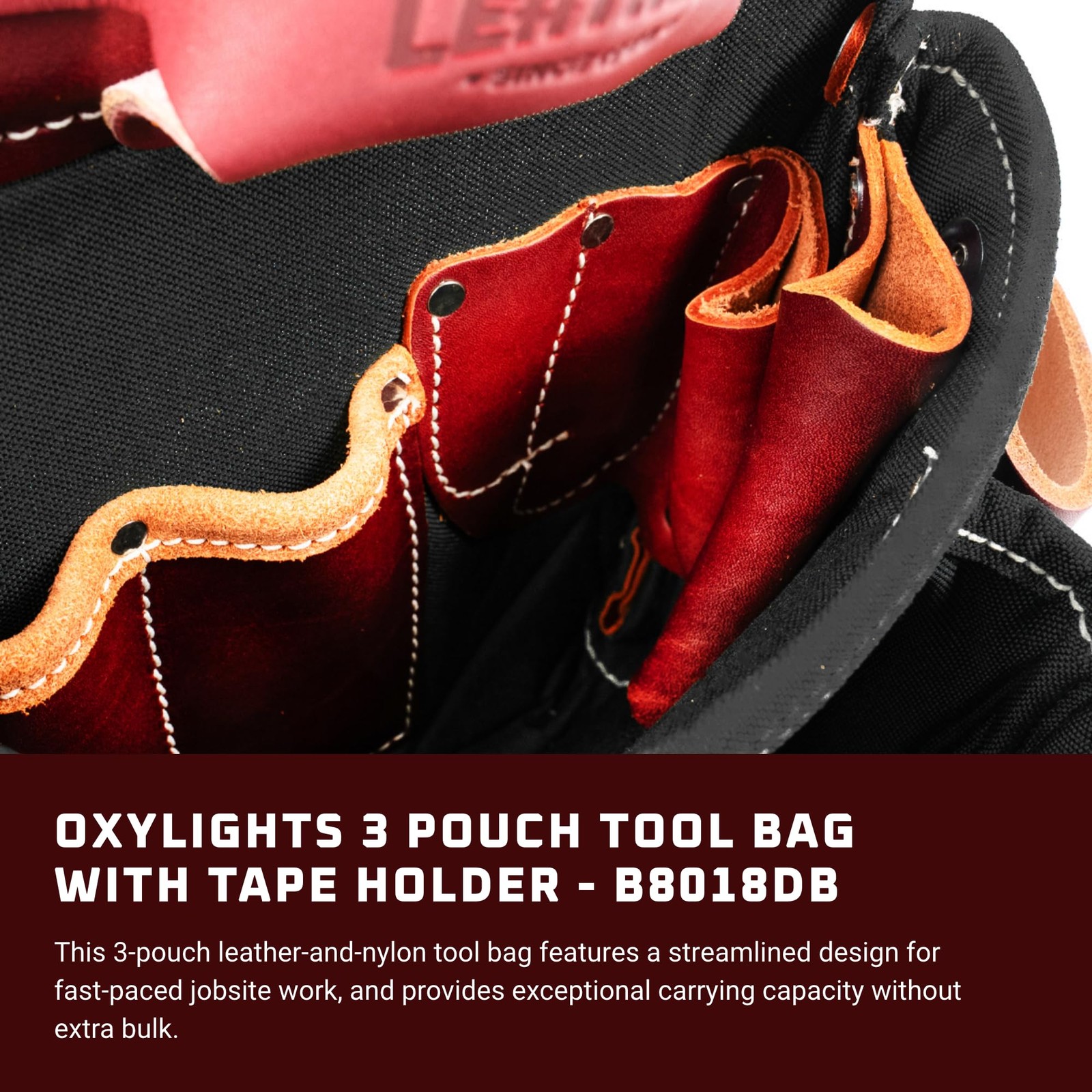 Occidental Leather OxyLights 3 Pouch Tool Bag with Tape Right Hand, Black