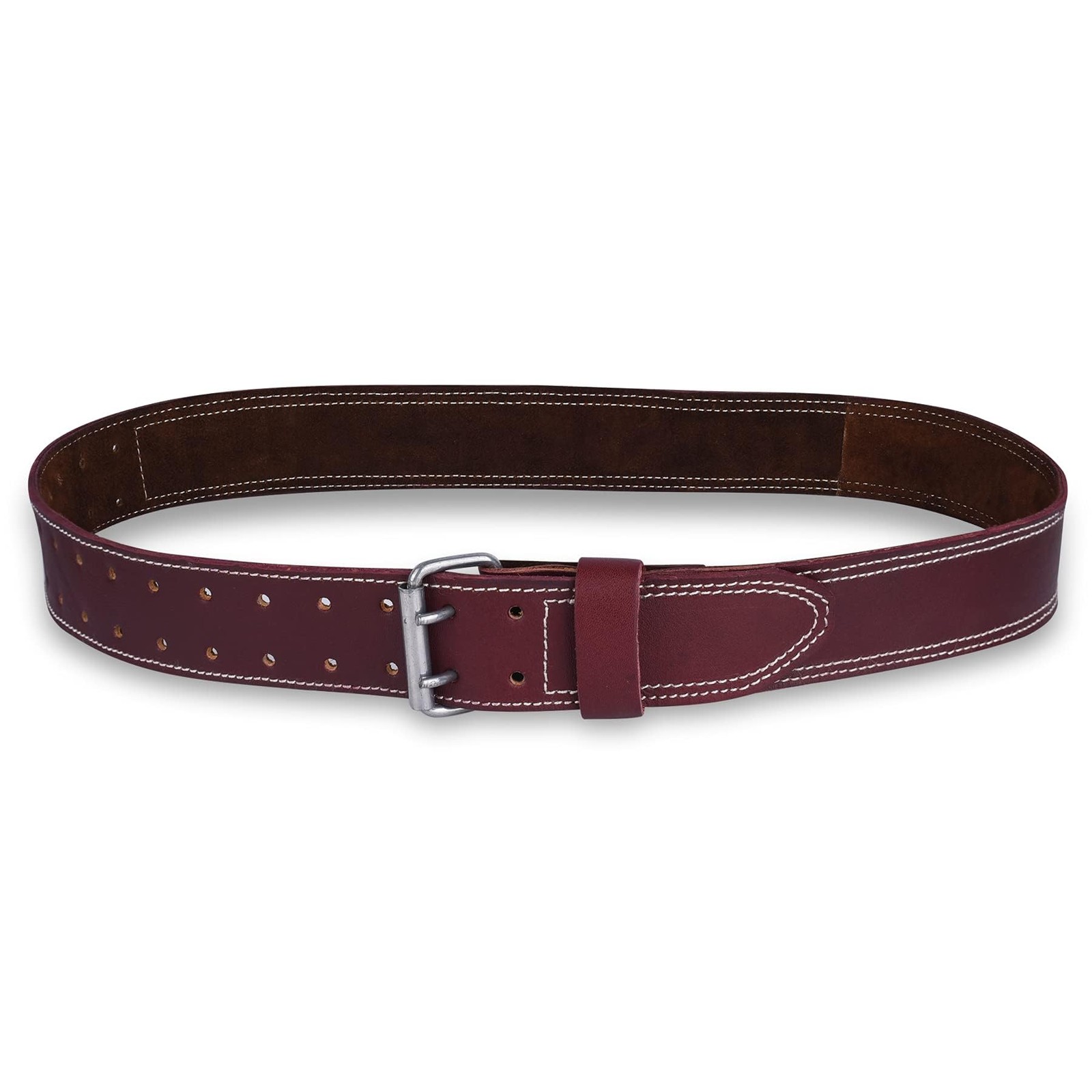 Maroon Heavy Duty Leather Work Tool Belt For Men Suspenders Carpenter Framer