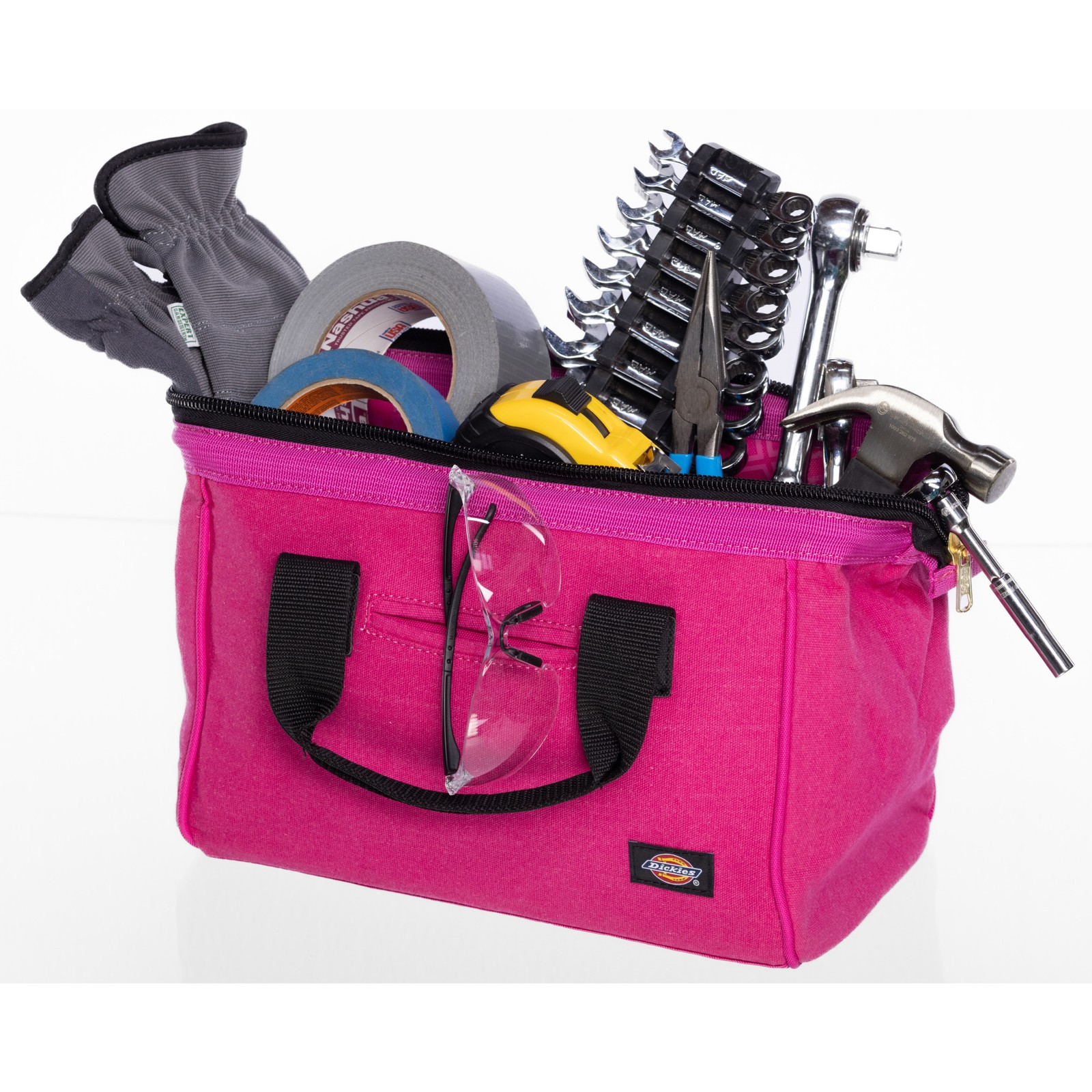 Womens Tool Accessory Tote Bag 12 inch with Zipper Closure Pink Dickies 57148