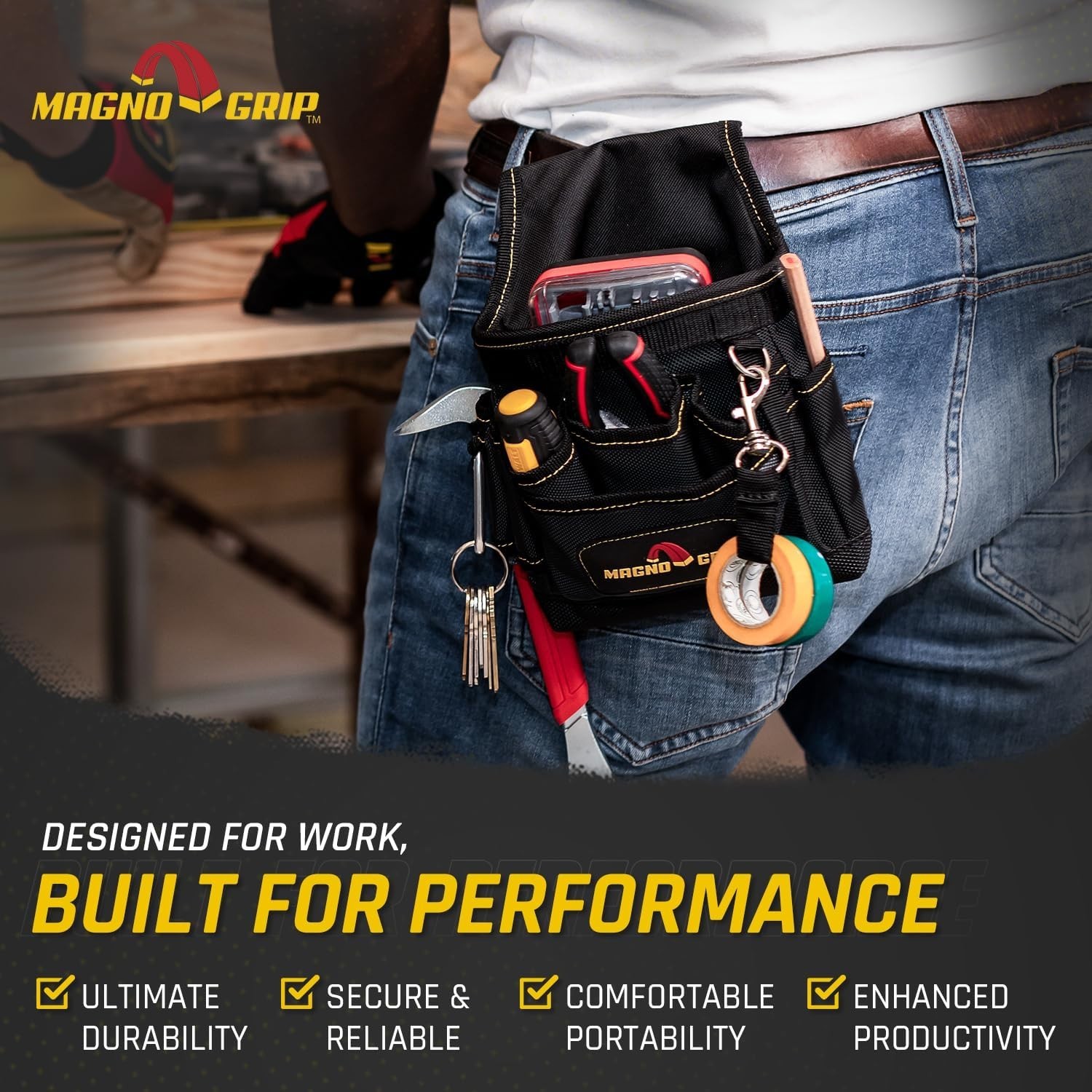 9-Pocket Magnetic Tool Pouch – Heavy-Duty 1680D Ballistic Polyester, Durable …