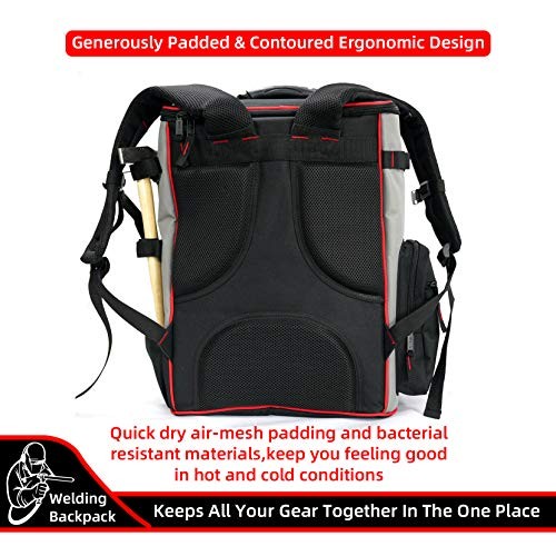 Tool Backpack Welder Backpack with helmet catch , big storage room for