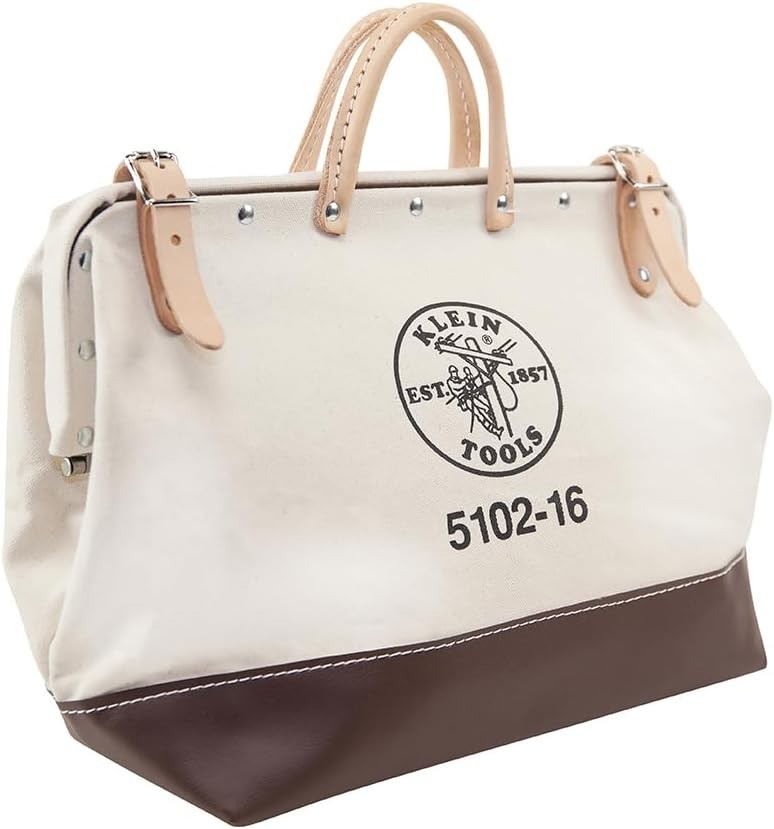 Heavy Duty Natural Canvas Tool Bag, Tool Tote, Multi-Purpose Bag with Wide Hi…