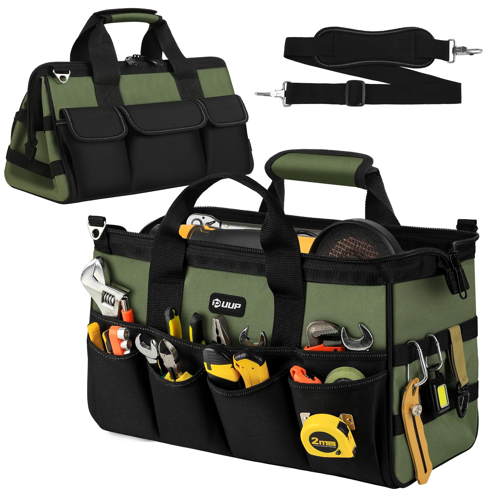 18Inch Large Tool Bag, 16Pocket Portable Tool Box Organizer Storage, Heavy Du…
