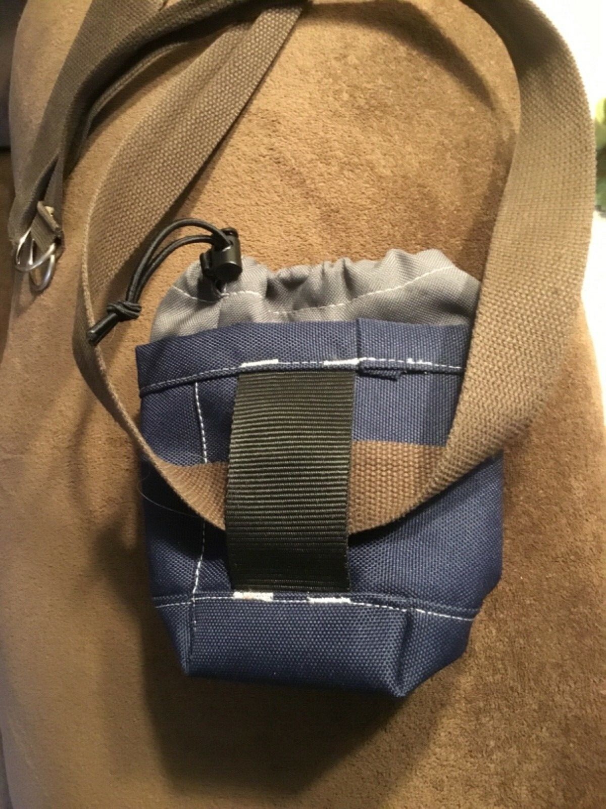 DULUTH NAIL/ UTILITY POUCH, W/ BELT – NEW, NEVER USED – NAVY & GRAY