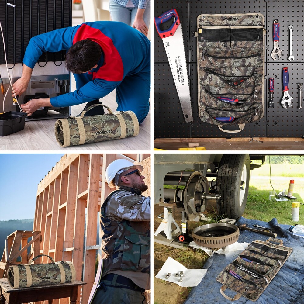 Heavy Duty Roll Up Tool Bag 6 Pockets Tool Organizer Tool Roll Organizer