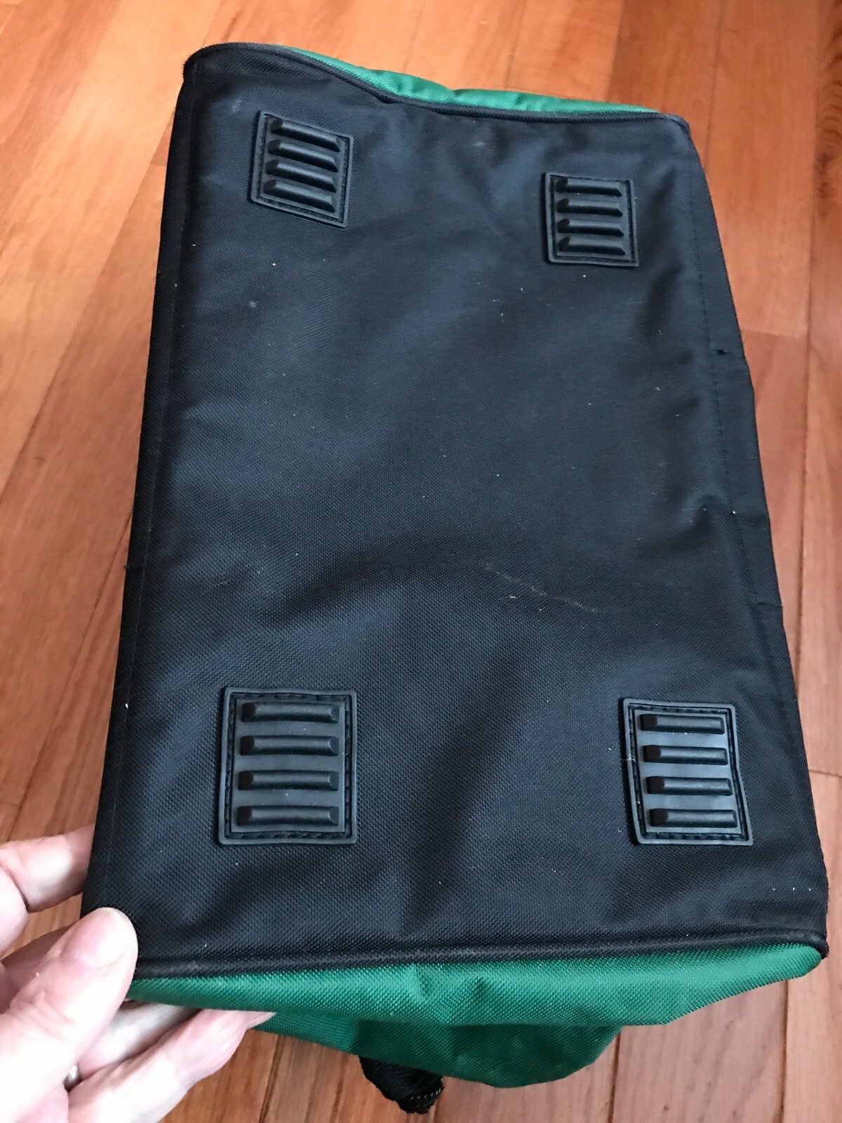 Master Force Tools Large Storage Tote Bag 6 Pockets Black Green Handles 15x10x9