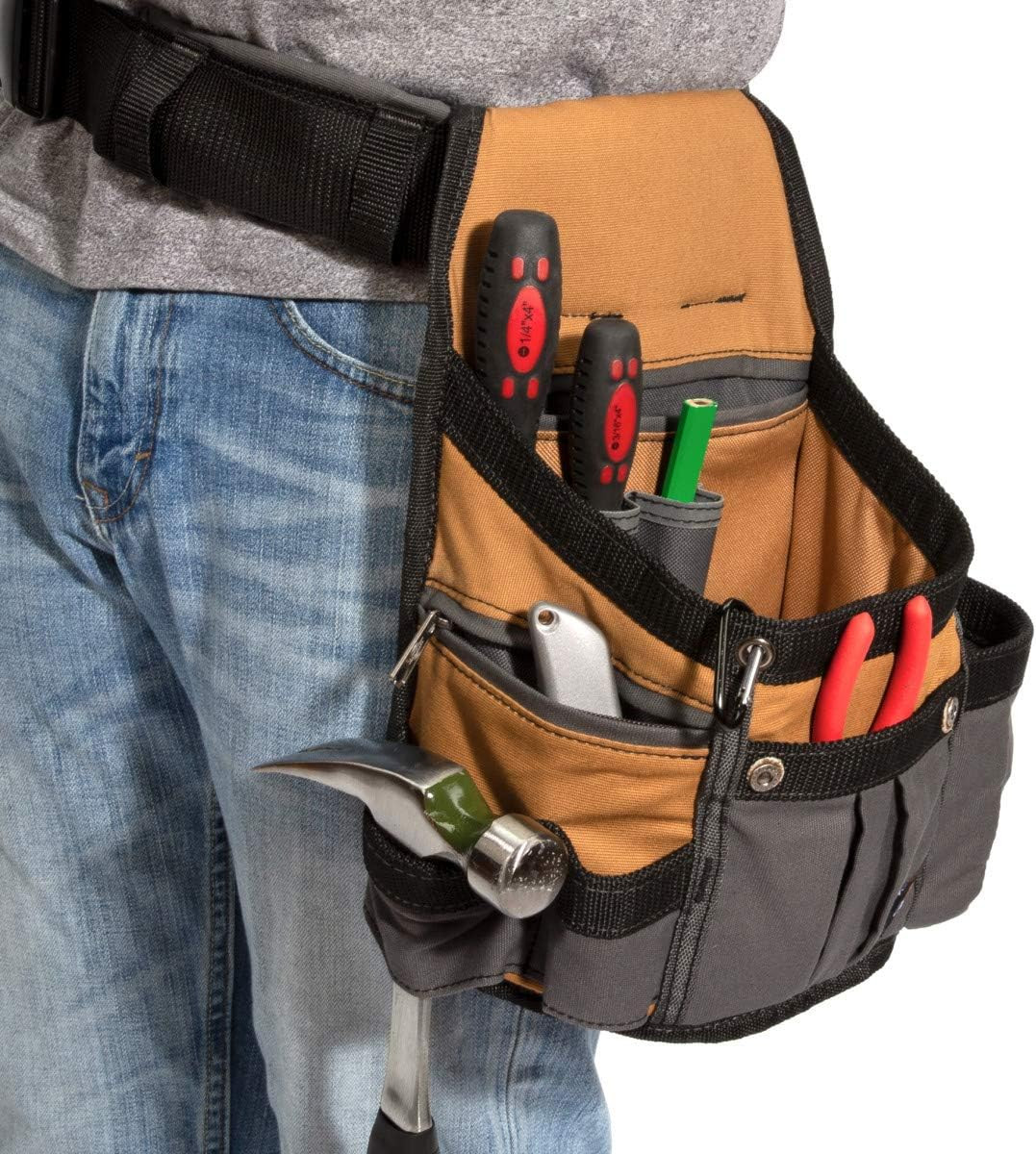 8-Pocket Padded Tool Belt/Utility Pouch, Adjustable 3-Inch Belt, Durable Canvas