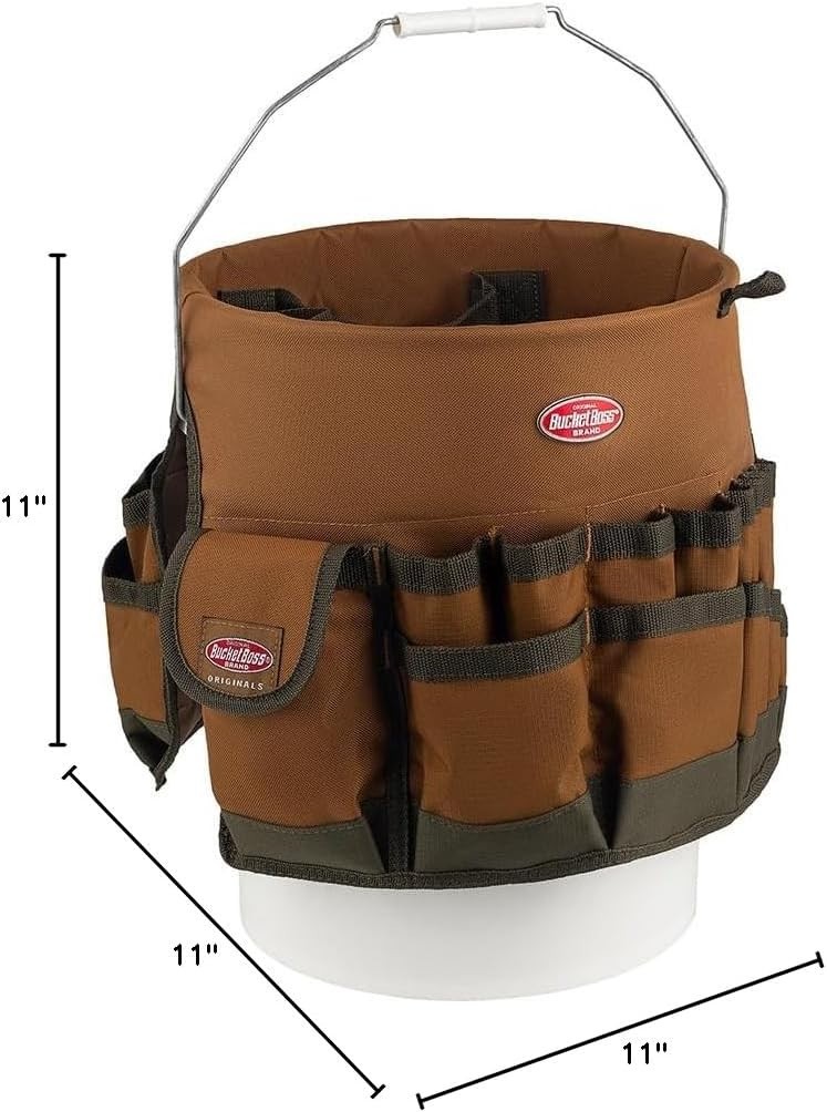 Round Portable Tool Organizer in Brown with 33 Compartments Fits 5 Gallon Bucket