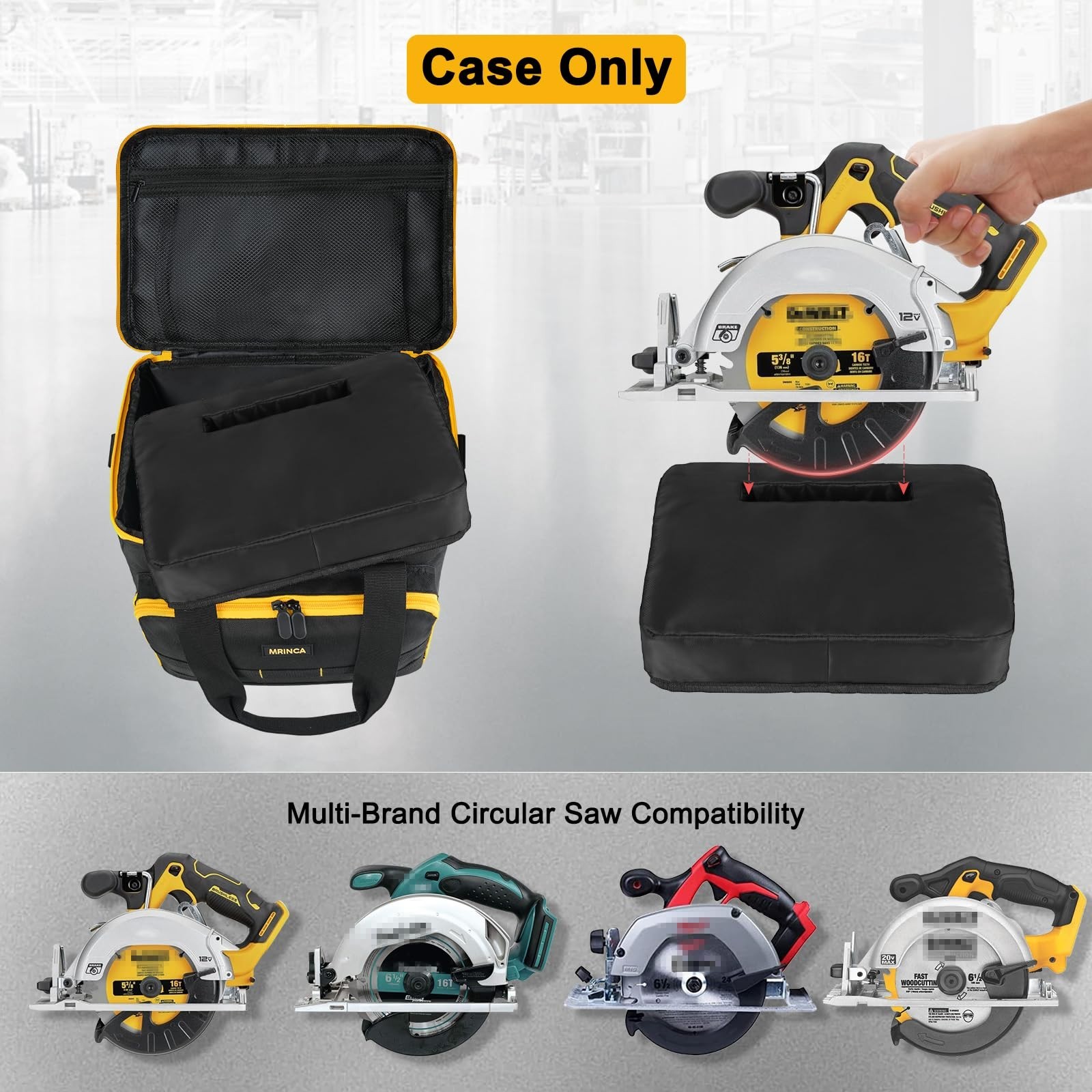 Portable Tool Bag for 20V MAX Circular Saw, Battery Compartment & Blade Organize
