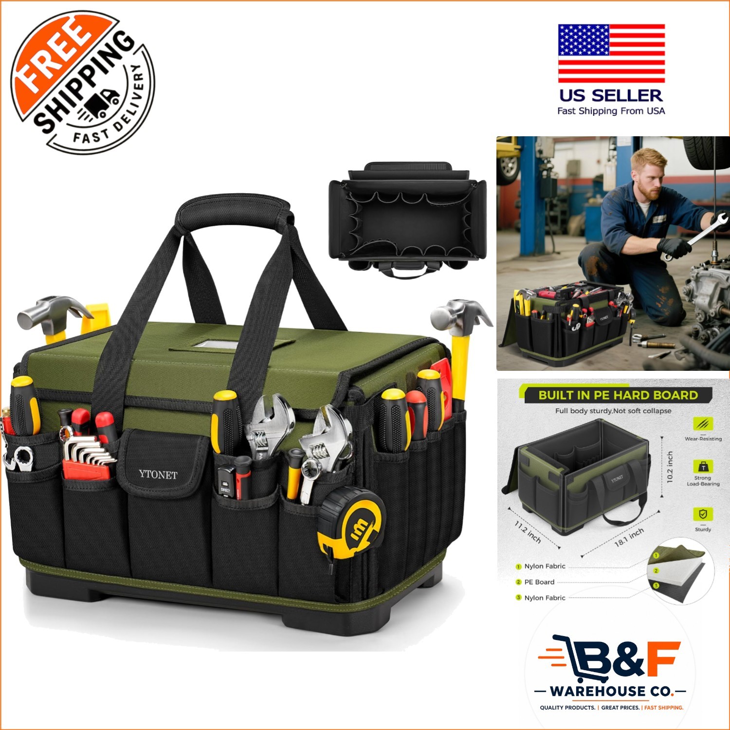 Extra Large 18-Inch Tool Bag – 46 Pocket Organizer for Electricians & Mechanics