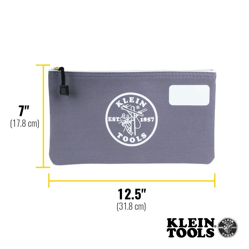 Klein Tools 55578 Zipper Bag with Divider, Canvas Tool Pouch, 7-Inch, Gray