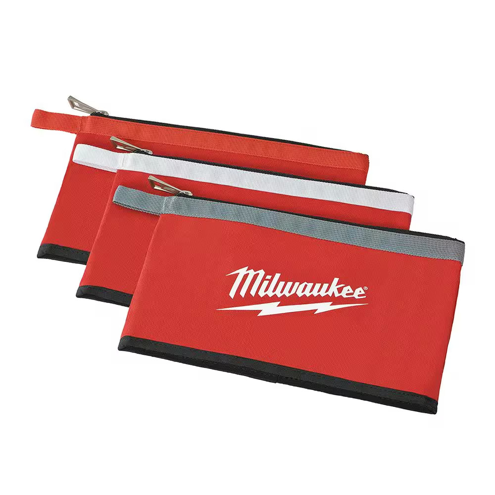 Milwaukee Zipper Tool Bag Canvas Pouch 12 Inch Heavy Duty 3 Pack