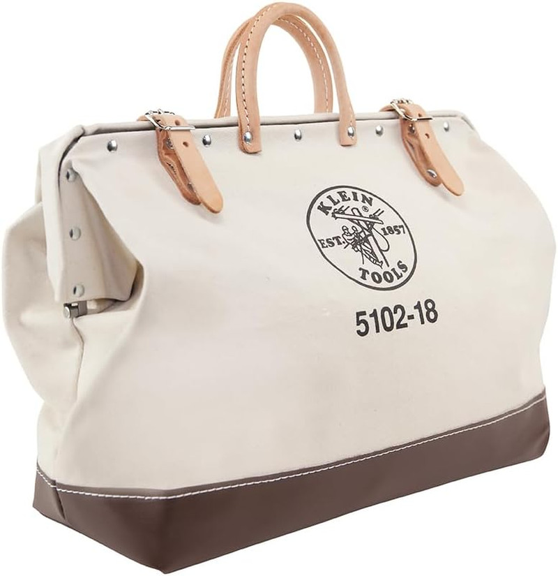Klein Tools 5102-18 Heavy Duty Natural Canvas Tool Bag, Tool Tote, Multi-Purpose