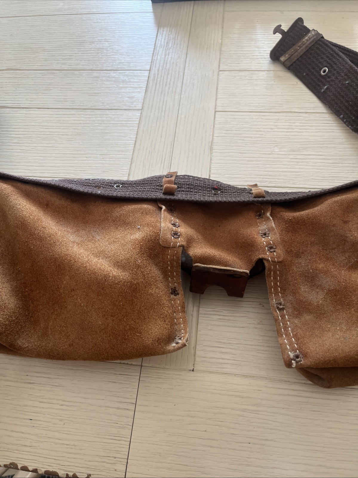 Vintage Suede Tool Pouch Nail Apron Heavy Split Cowhide No. 490X By Nicholas