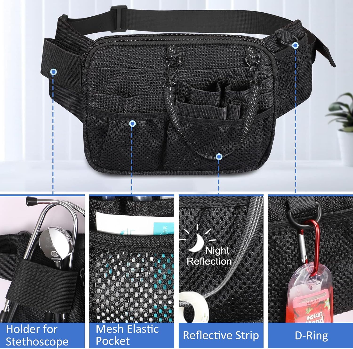Nurse Fanny Pack with Tape Holder Medical Gear Pocket Nursing Organizer Belt Bag
