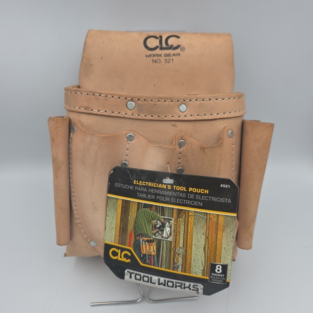 Clc Work Gear 521 Tool Pouch, Tool Pouch, Tan, Leather, 8 Pockets