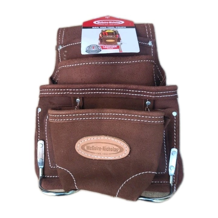 McGuire-Nicholas 10 Pocket Carpenter’s Pouch | Premium Leather Nail & Tool Bag
