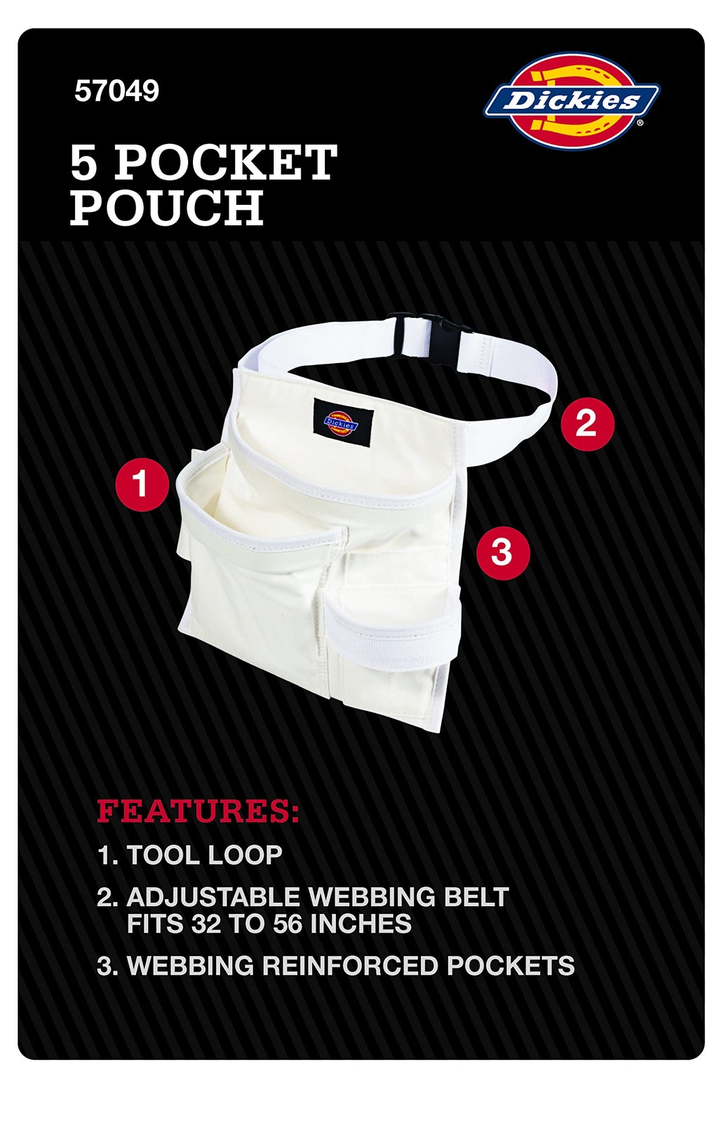 Dickies 5-Pocket Single Side Tool Belt Pouch/Work Apron For Painters Carpenters