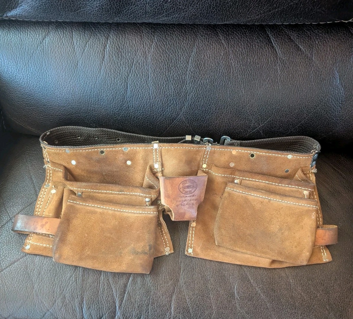 Heavy Split Cowhide Multi-Pocket Tool Belt 490X by Nicholas USA Made