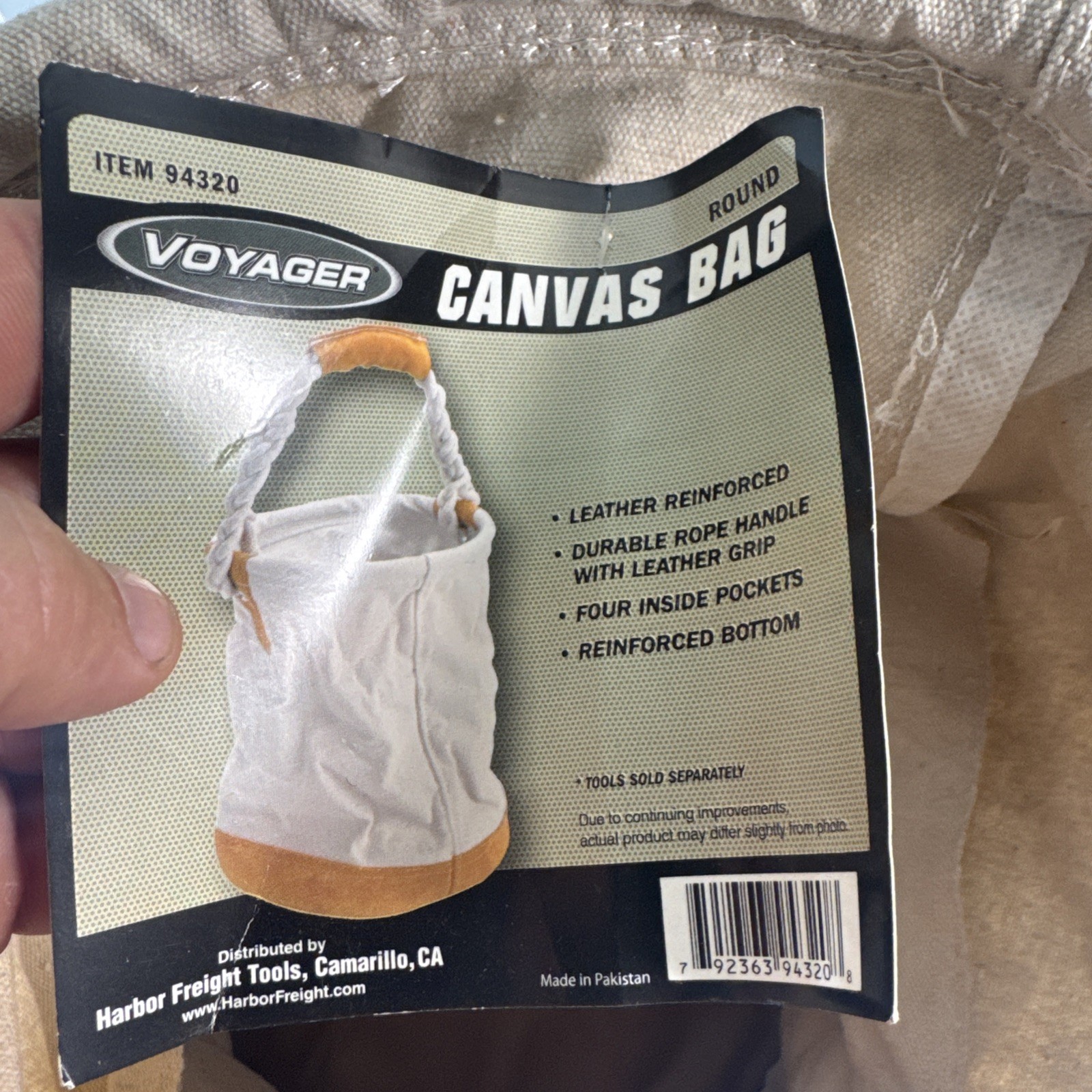 Voyager Round Canvas Bag NEW 4 Pockets Leather Reinforced HeavyWork Beach