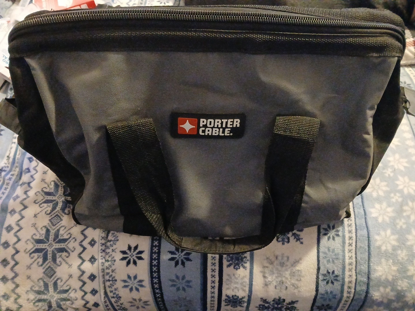 Porter Cable Heavy Duty Tool Bag Soft Sided Tote Handles Zipper Gray Black 16X10