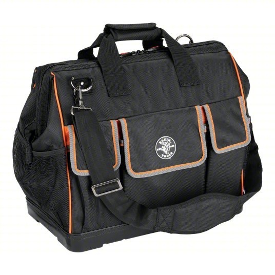 KLEIN TOOLS Tool Bag: 17 1/2″ W x 10″ D x 16″ H, Black, Polyester, 42 Pocket New