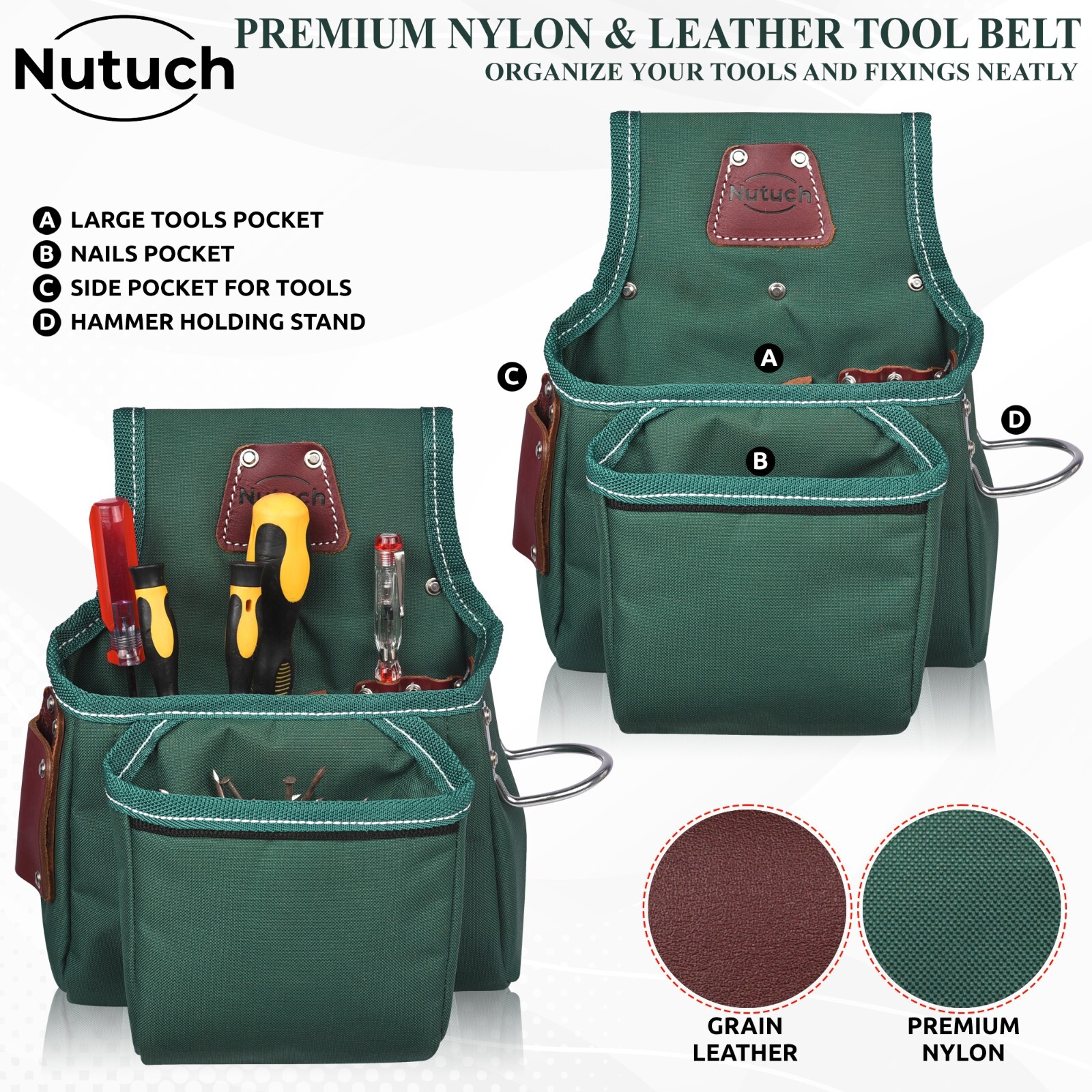 NUTUCH Nylon and Leather Tool Belt | Carpenter Tool Belts | Electrician