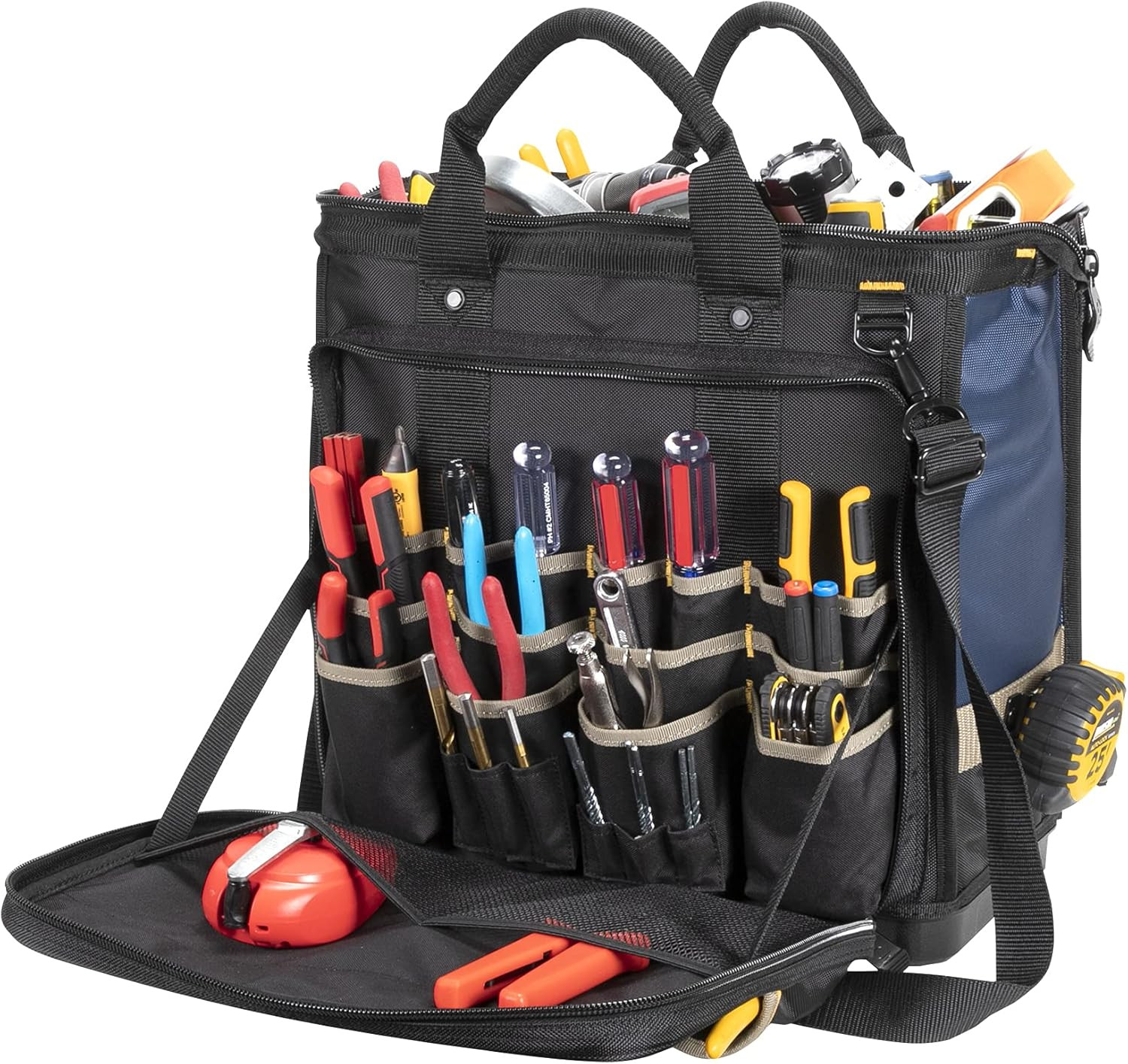 CLC 17″ Multi-Compartment Tool Bag with Molded Base – Black/Blue