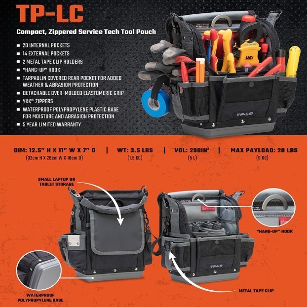 Veto Pro Pac TP-LC Service Pouch Tool Bag Compact Heavy Duty Electrician – NEW