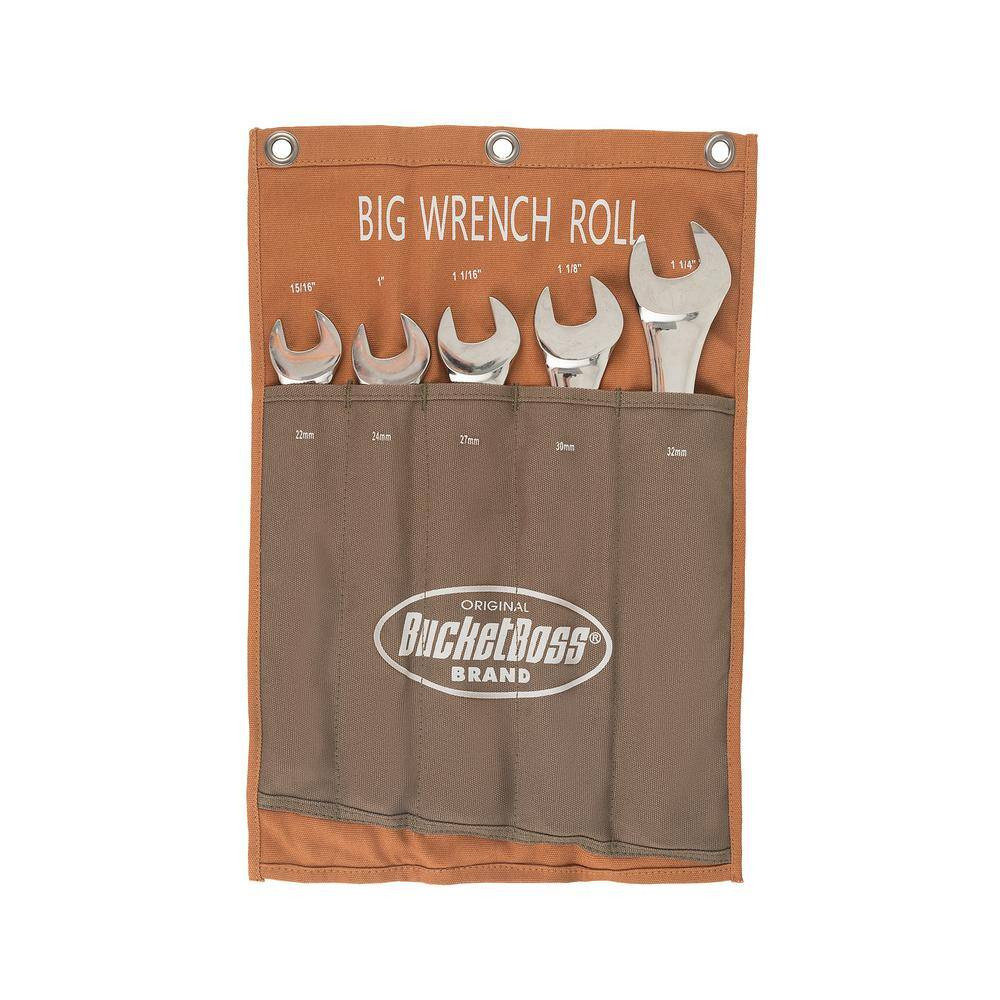 14 In. Big Wrench Tool Roll with 5 Tool Bag Storage Pockets