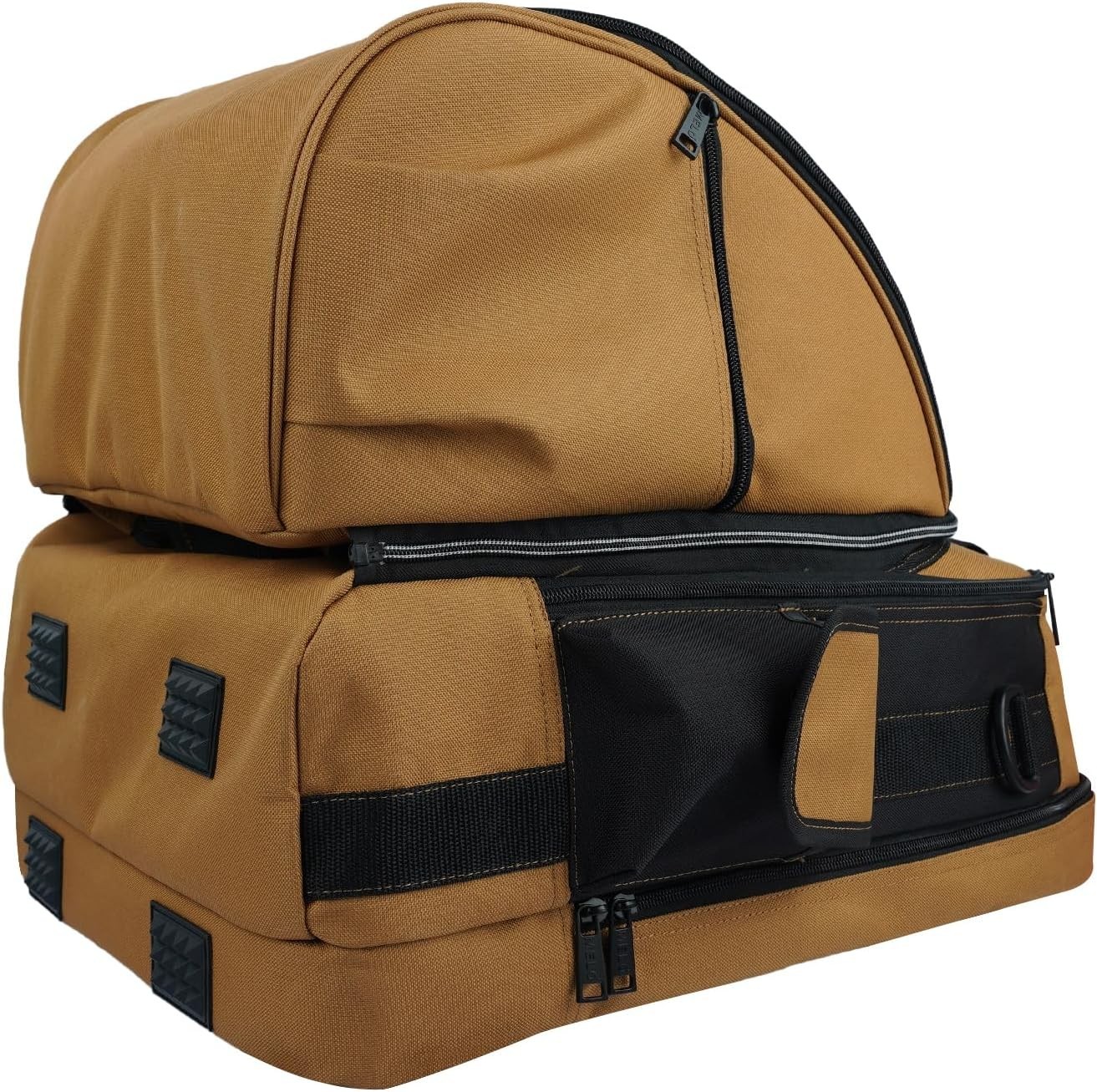 Luxury Brown Welding Tool Backpack with Detachable Helmet Bag & Large Capacity