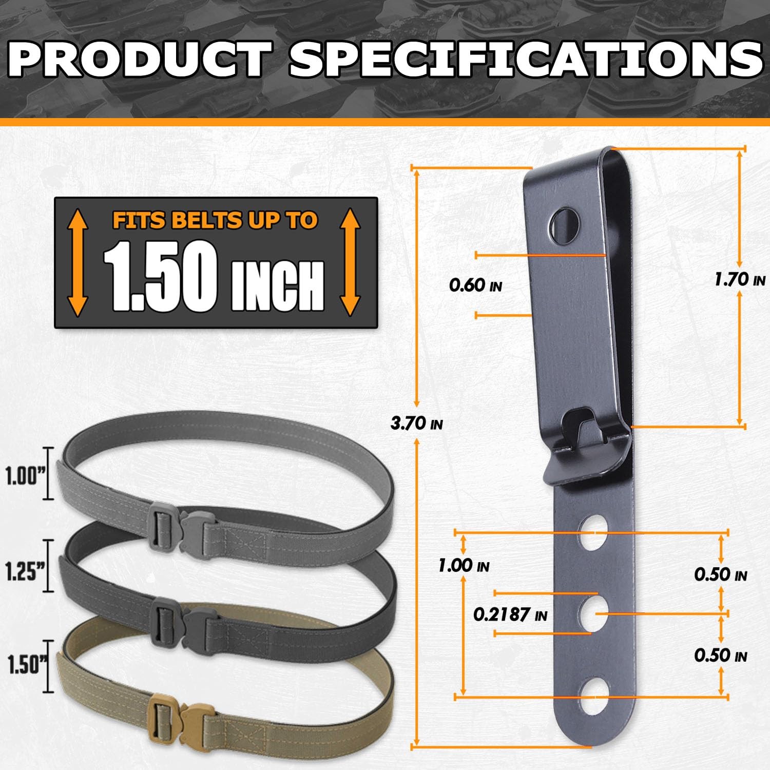 [2 Pack] Universal Metal Belt Clip for Holster Making, Knife Sheaths, Cell Ph.