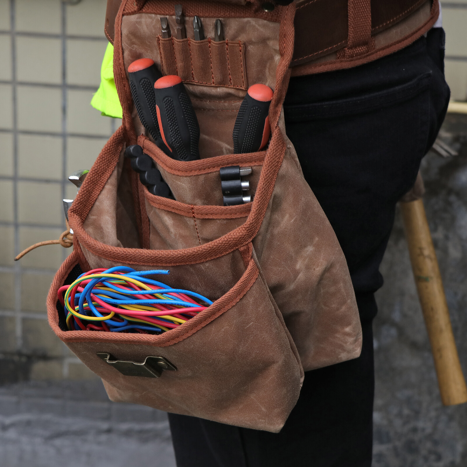Tourbon Wax Canvas Tool Belt Suspenders Pouch Drill Rig Carpenter Framers Vest