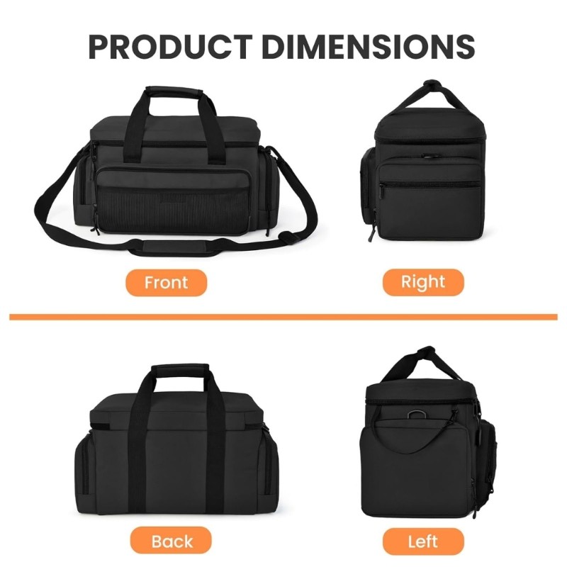 Durable 210D Nylon Utility Bag Featuring Wide Mouth and Side Compartments for