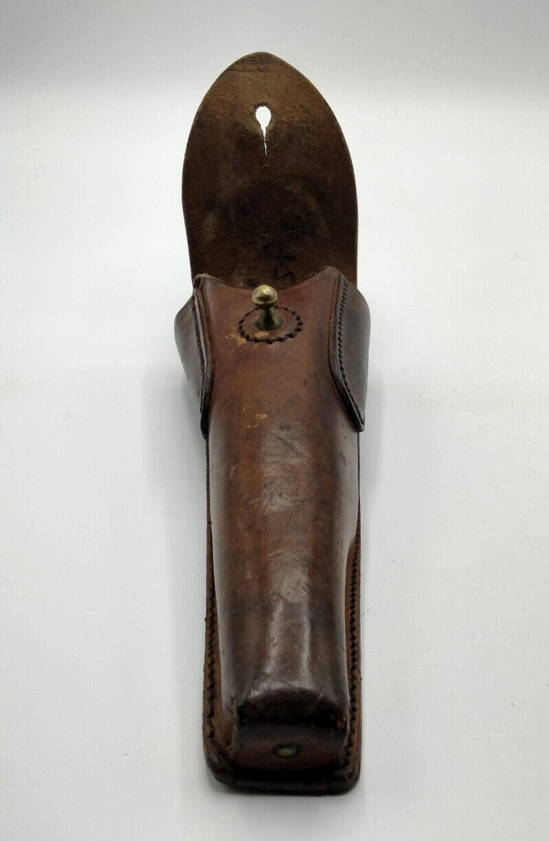Vintage German? Custom Hand Made Leather Belt Pouch Tool Holder With Button Stud