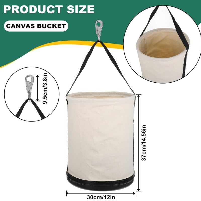 Large Capacity Work Tool Bag Rugged Canvas Utility Bucket Round Tool Bucket