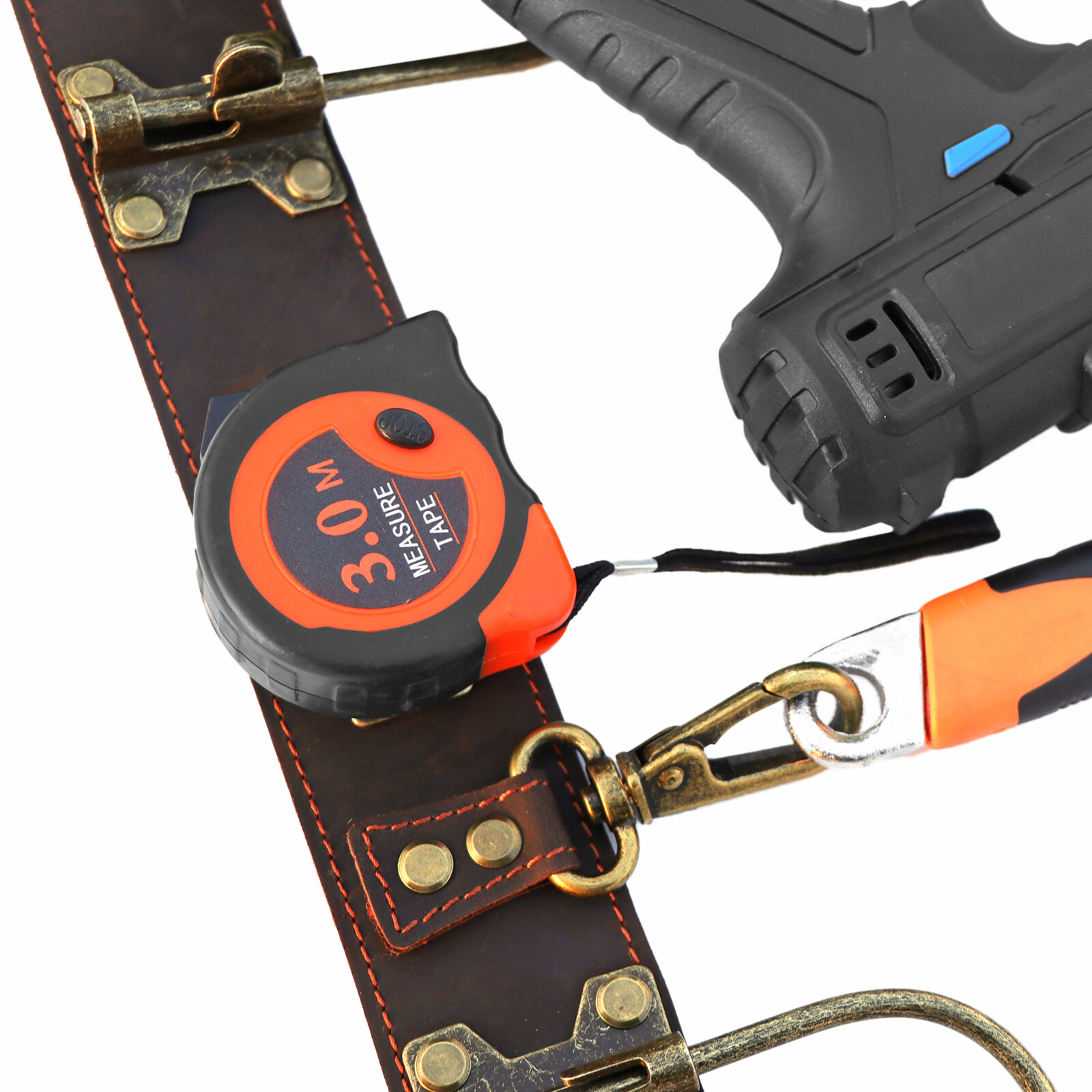 Leather 2inch Tools Belt Hammer Hooks Scaffolding Holder Drill Holster